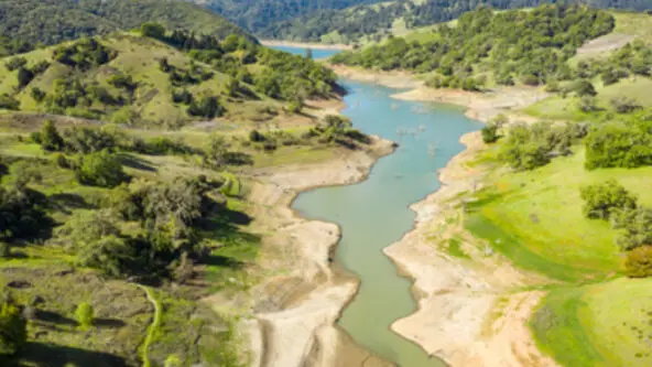 aerial photo of Russian River during drought emergency via Sonoma Water Agency, KISTERS customer