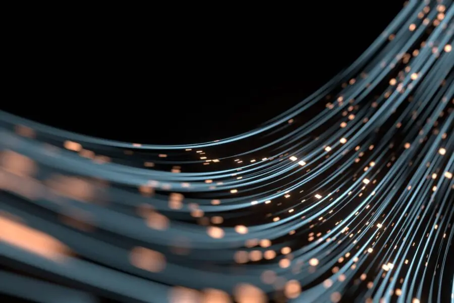 conceptual image of information exchange: 3D rendering of fast moving lines
