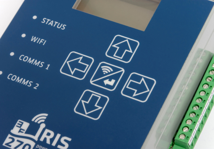 close-up photo of KISTERS iRIS 270 data logger to enable data collection and telemetry