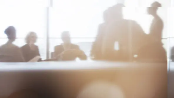 6 silhouettes in meeting on data reports, decisions, planning and policy