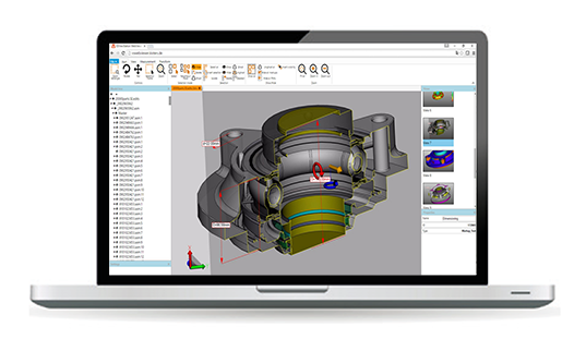 image 3DViewStation WebViewer on a laptop with a HTML 5 web browser