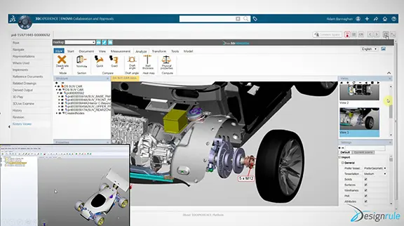 screen capture of Dassault 3DExperience & SmarTeam enhanced with 3DViewStation CAD viewer software by KISTERS