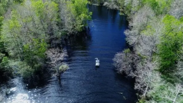aerial of St. Johns River in Florida, USA; river is the receiving waters of nutrient runoff