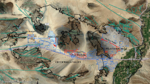 map of Riverside East SEZ solar energy zone spanning Chuckwalla Valley Groundwater Basin | source John J. Quinn, Argonne National Laboratory