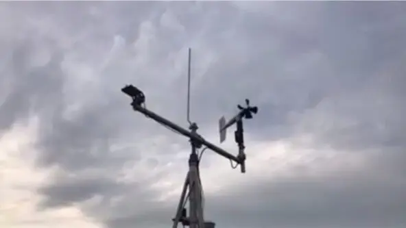 mesonet station in storm measures wind & other weather parameters for warnings via DEOS