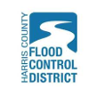 Harris County Flood Control District (HCFCD) logo features a blue rectangle with rounded corners and a curvy, white representation of the San Jacinto River | source HC FCD