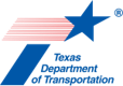 Texas Department of Transportation (Tx DOT) logo featuring an italicized letter T with a blue stem and a red-striped arm to indicate a blue star in motion | source TxDOT