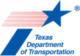 Texas Department of Transportation (Tx DOT) logo featuring an italicized letter T with a blue stem and a red-striped arm to indicate a blue star in motion | source TxDOT