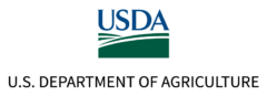 United States Department of Agriculture (USDA) logo with dark blue letters U, S, D, A over dark green hills | source USDA