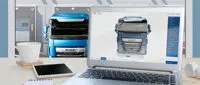 screen shot of 3DViewStation digital twin technology in foreground, semi truck cab manufacturing assembly in the background