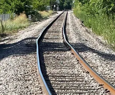 sun kink or warped train track / rail track on 5 Aug 2023 via Austin, TX Capital Metro CapMetro