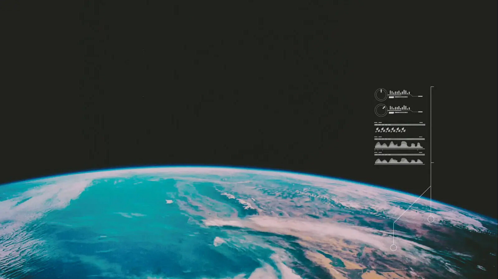 image of earth's horizon from space and KISTERS data visualization from monitoring rainfall