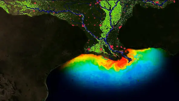 NOAA nutrient runoff map shows impact of human activities on water quality & dead zone in Gulf of Mexico