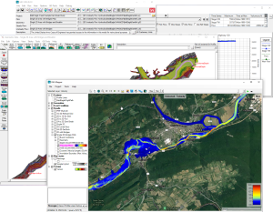screen capture of HEC RAS flood forecasting model via USACE, Hydrologic Engineering Center (HEC)