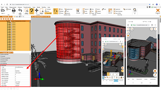 screen capture of building information management (BIM) CAD data visualized in 3DViewStation by KISTERS