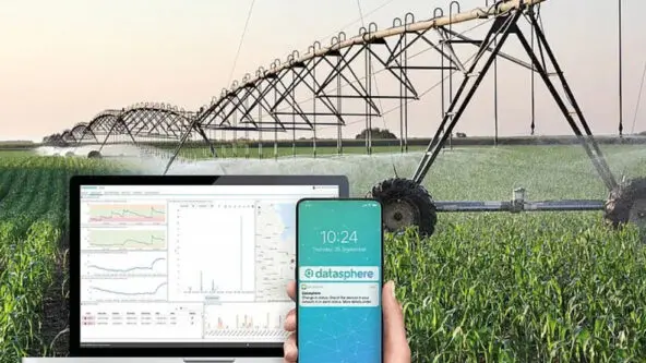 KISTERS datasphere for ag irrigation monitoring on phone or laptop farm to inform water efficiency