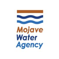 Mojave Water Agency logo: a brown straight line above a dark blue wavy line and a medium blue wavy line