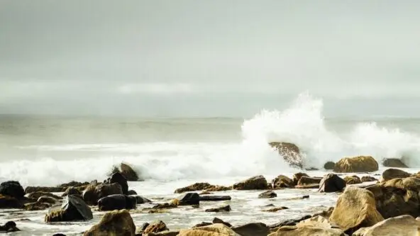 photo of Atlantic Ocean waves crashing on rocks at White Point, Nova Scotia, Canada during the daytime | credit Tim Foster via unsplash