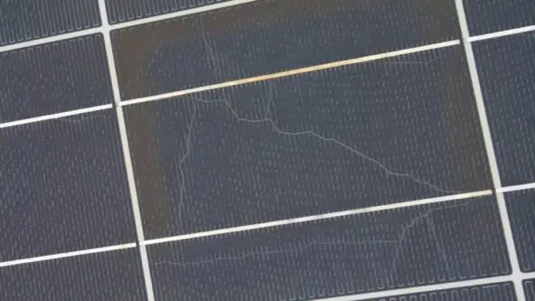close up image of micro cracks or micro fractures on a solar photovoltaic PV panel