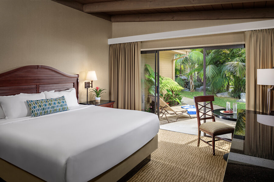 standard hotel room with patio at Bahia Hotel, KISTERS User Group venue | credit Evans Hotels