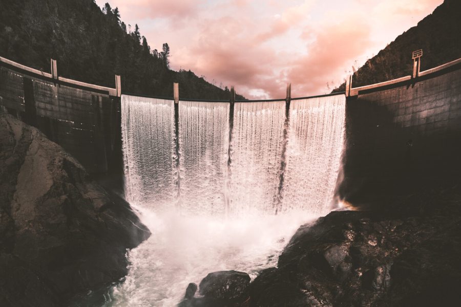 Photo of water release from Lake Clementine or North Fork Dam on the American River