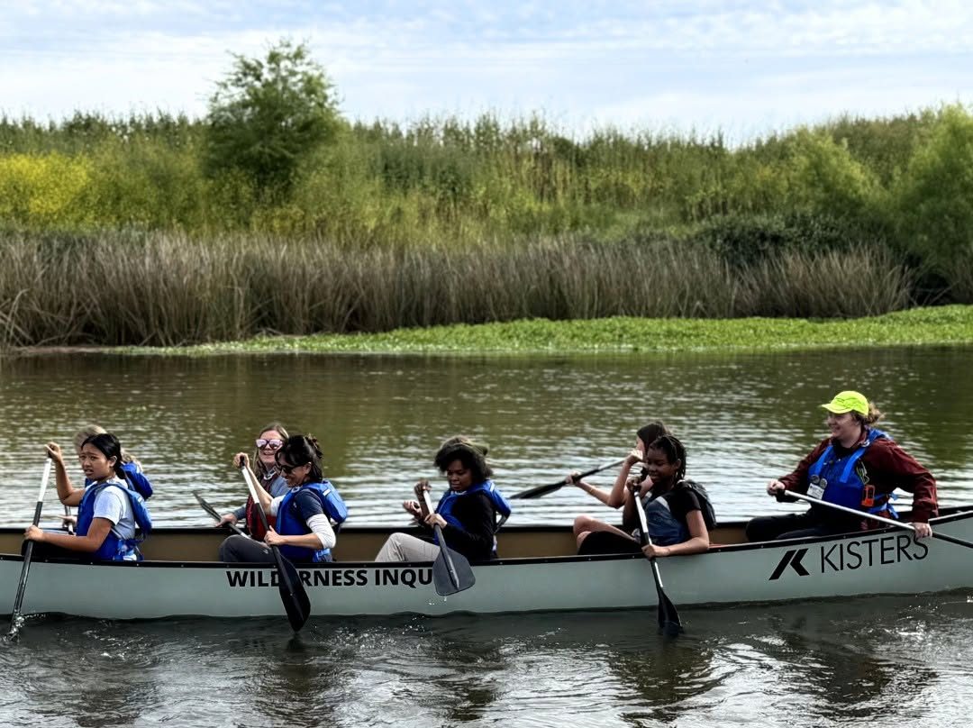 middle school students paddle a canoe on a Cosumnes River slough | pc Wilderness Inquiry