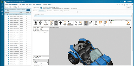 3D CAD visualization within Teamcenter PLM Active Workspace powered by KISTERS 3DViewStation